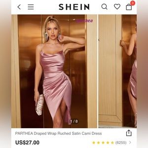 XS Wrap Ruched Satin Cami Dress